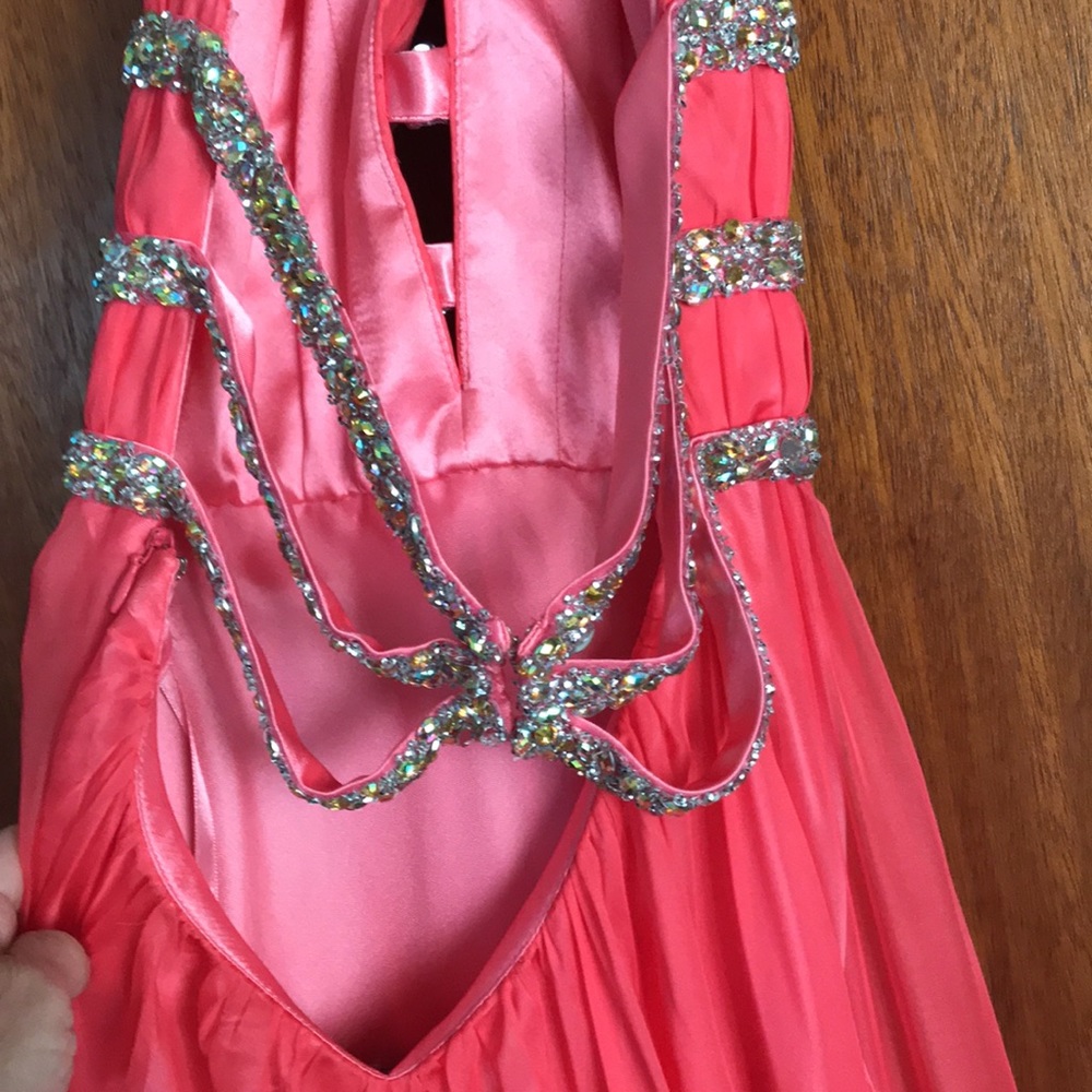 La Femme Pink Prom dress w rhinestones size 0 - Picture 7 of 17